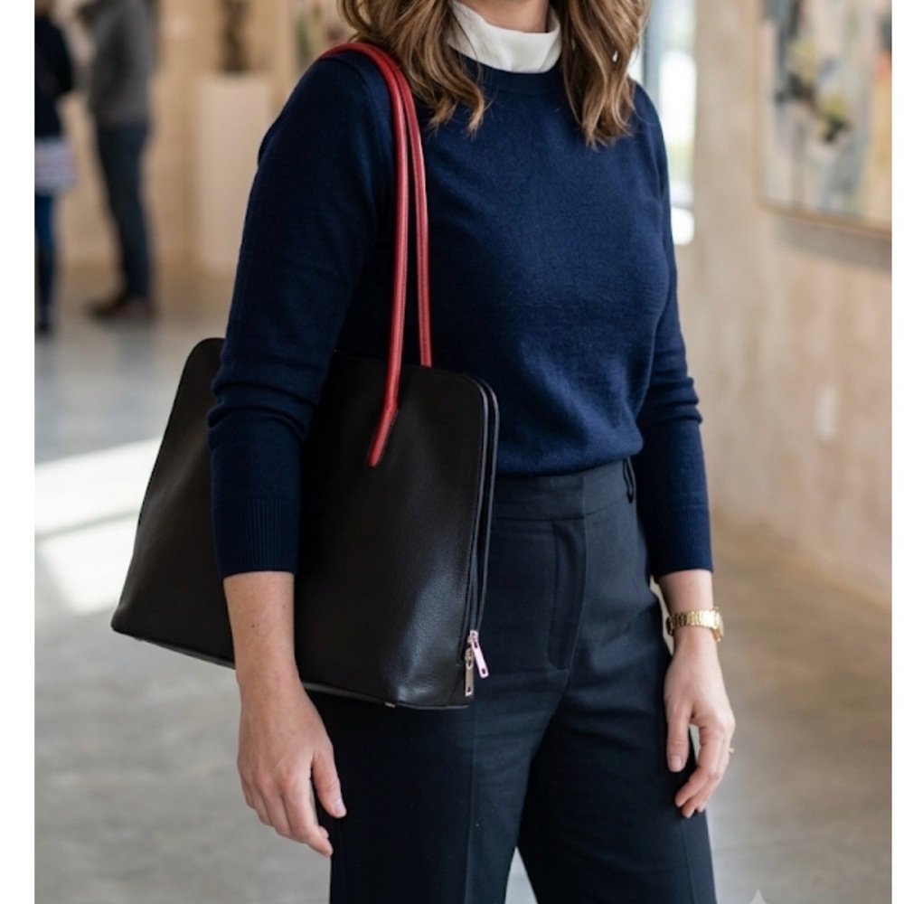 Tolblanc Paris Black and Red leather Women's Bag from France